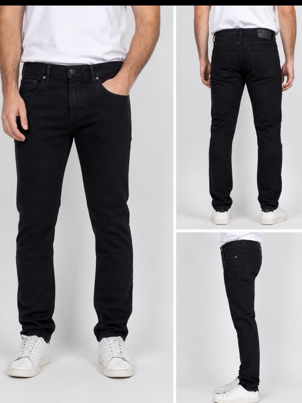 Tailor Vintage Men's Slim Straight Jeans - Black Denim